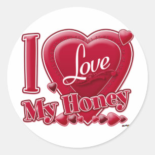 I Love My Honey red - heart Classic Round Sticker