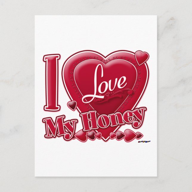 I Love My Honey red - heart Postcard (Front)