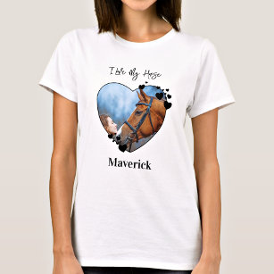 I Love My Horse Personalized Heart Pet Photo T-Shirt
