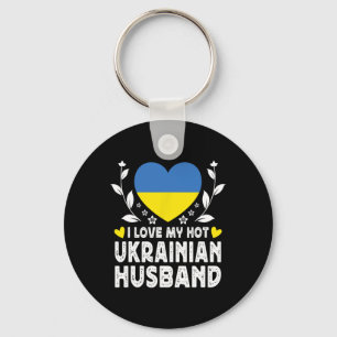 I Love My Hot Ukrainian Husnd Spouses Ukraine Flag Keychain