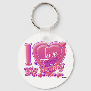 I Love My Hubby pink/purple - heart Keychain