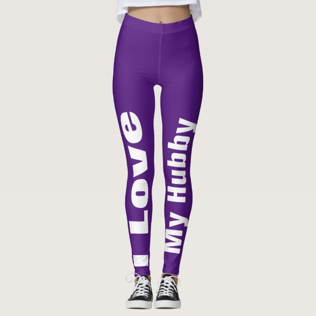 I Love My Hubby Purple White Cute Girly Chic 2020 Leggings (Front)