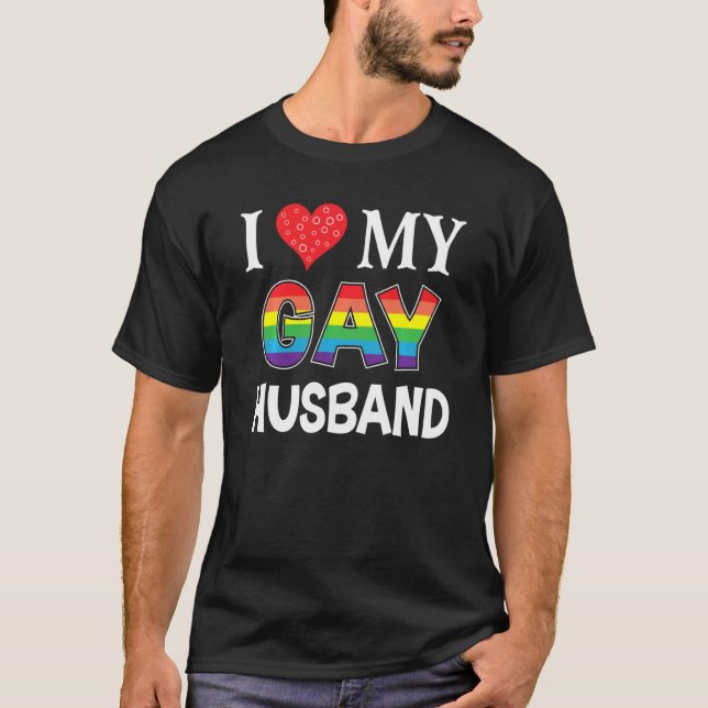 I Love My Husband Aunt Lgbt Lesbian Rainbow Proud  T-Shirt (Front)