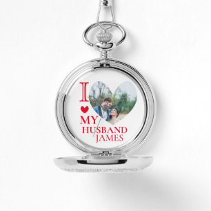 I Love My Husband Custom Heart Photo Watch