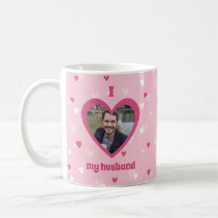 I Love My Husband Custom Photo Hearts Valentine Coffee Mug