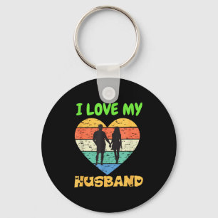 I Love My Husband Funny Retro Wife Valentines Day Keychain