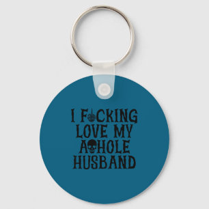 I love my husband funny skull quote Illustration Keychain