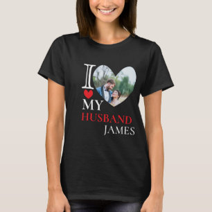 I Love My Husband Heart Custom Personalized Photo  T-Shirt