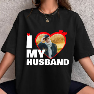 I Love My Husband Heart Custom Personalized Photo T-Shirt