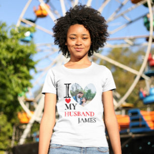 I Love My Husband Heart Custom Personalized Photo  T-Shirt