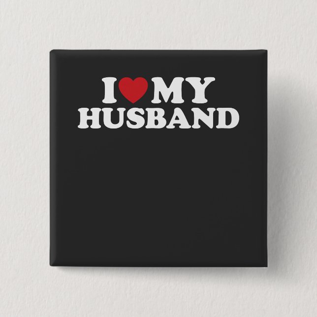 I LOVE MY HUSBAND I Heart Groovy Retro 2 Inch Square Button (Front)
