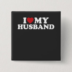 I LOVE MY HUSBAND I Heart Groovy Retro 2 Inch Square Button