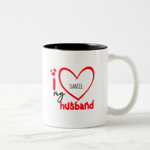 I Love My Husband Photo Gift Classic Mug, 11 oz Co Two-Tone Coffee Mug
