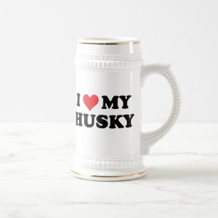 I Love My Husky Beer Stein