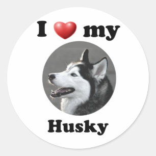 I Love My Husky Classic Round Sticker