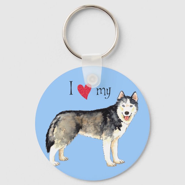 I Love my Husky Keychain (Front)