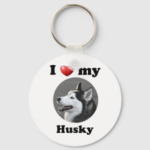 I Love My Husky Keychain
