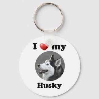 I Love My Husky Keychain
