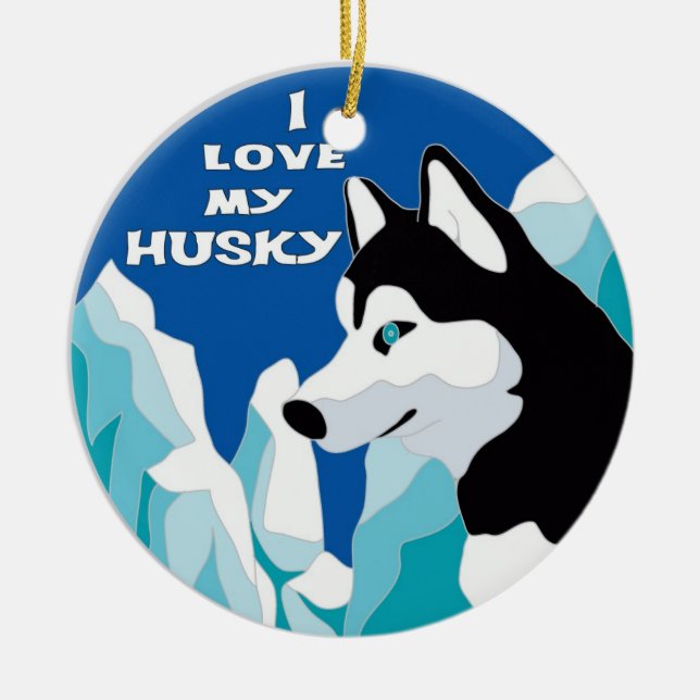 I Love my Husky Ornament (Front)