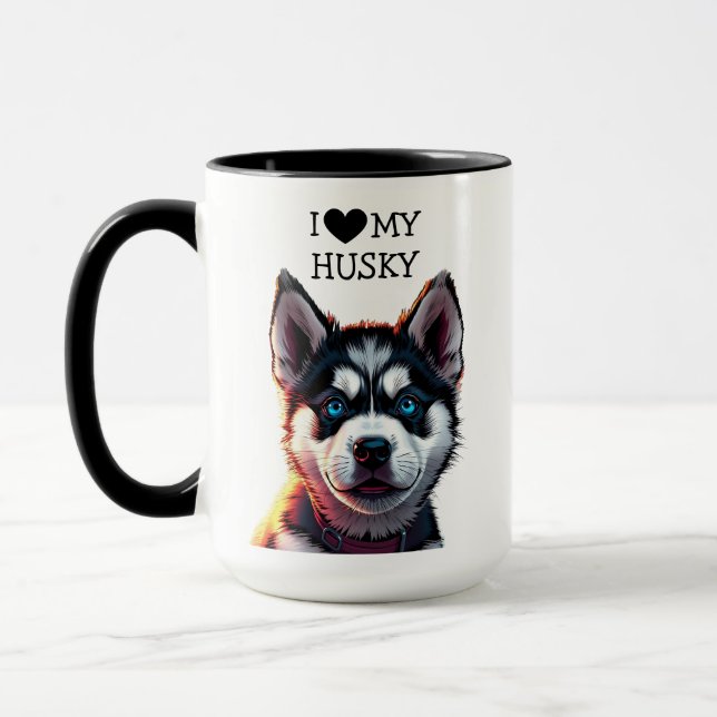 I Love My Husky Personalized Mug (Left)