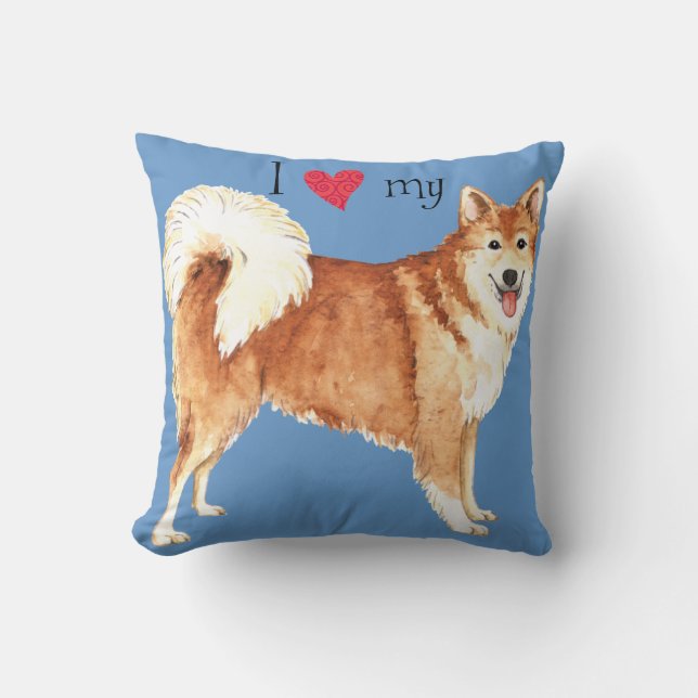 I Love my Icelandic Sheepdog Throw Pillow (Front)