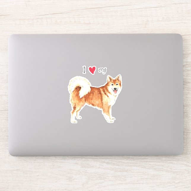 I Love my Icelandic Sheepdog Vinyl Sticker (Ordinateur)