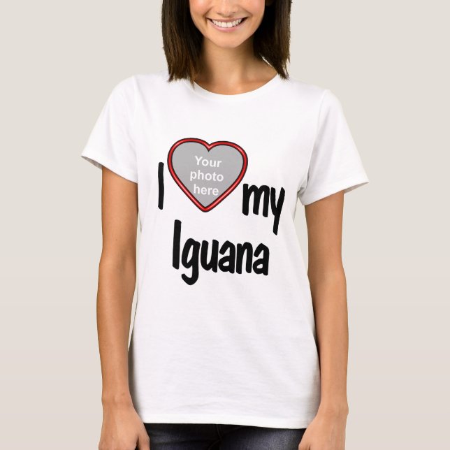 I Love My Iguana - Cute Red Heart Photo Frame T-Shirt (Front)