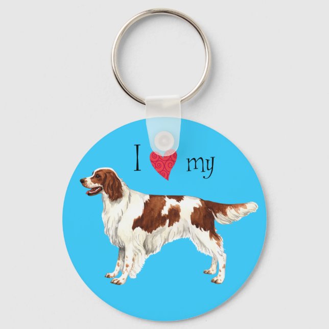 I Love my Irish Red and White Setter Keychain (Front)