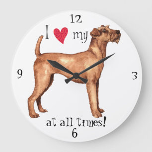 I Love my Irish Terrier Large Clock