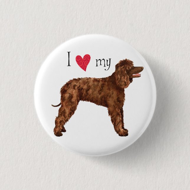 I Love my Irish Water Spaniel 1 Inch Round Button (Front)