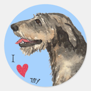 I Love my Irish Wolfhound Classic Round Sticker