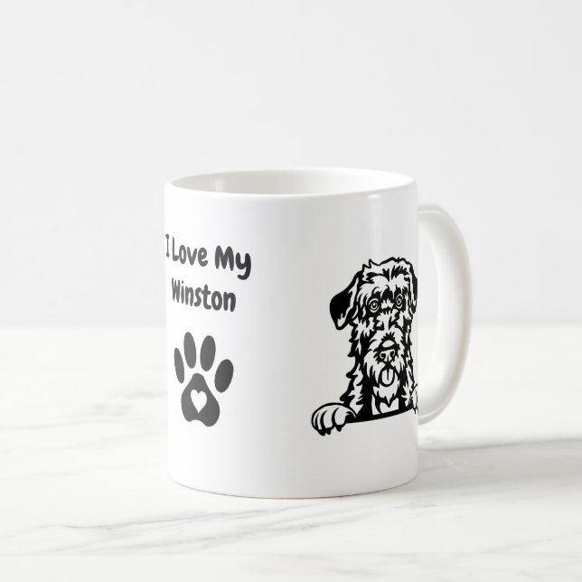 I Love my IRISH WOLFHOUND | Dog Name & Paw Print Coffee Mug (Front Right)
