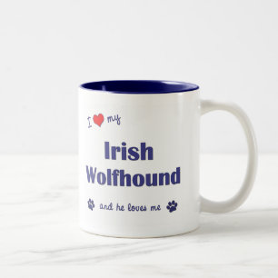 I Love My Irish Wolfhound (Male Dog) Two-Tone Coffee Mug