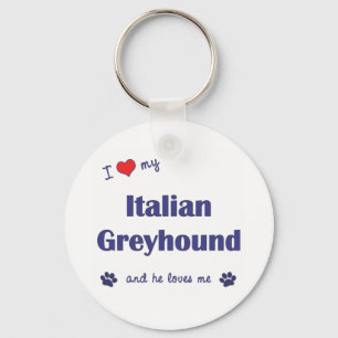 I Love My Italian Greyhound (Male Dog) Keychain
