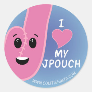 I Love My J-Pouch Stickers! Classic Round Sticker