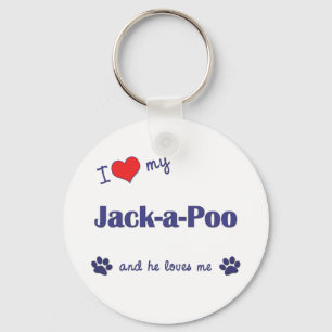 I Love My Jack-a-Poo (Male Dog) Keychain