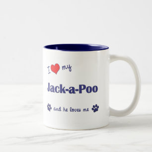 I Love My Jack-a-Poo (Male Dog) Two-Tone Coffee Mug
