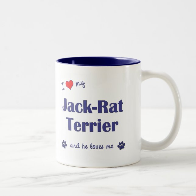 I Love My Jack-Rat Terrier (Male Dog) Two-Tone Coffee Mug (Right)