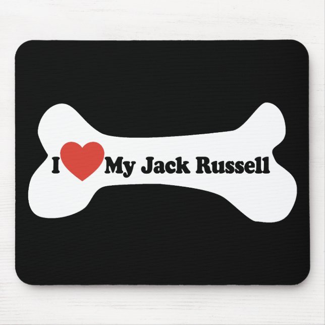 I Love My Jack Russell  - Dog Bone Mouse Pad (Front)