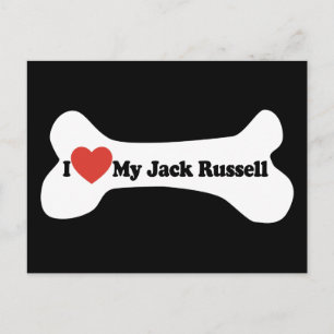 I Love My Jack Russell - Dog Bone Postcard