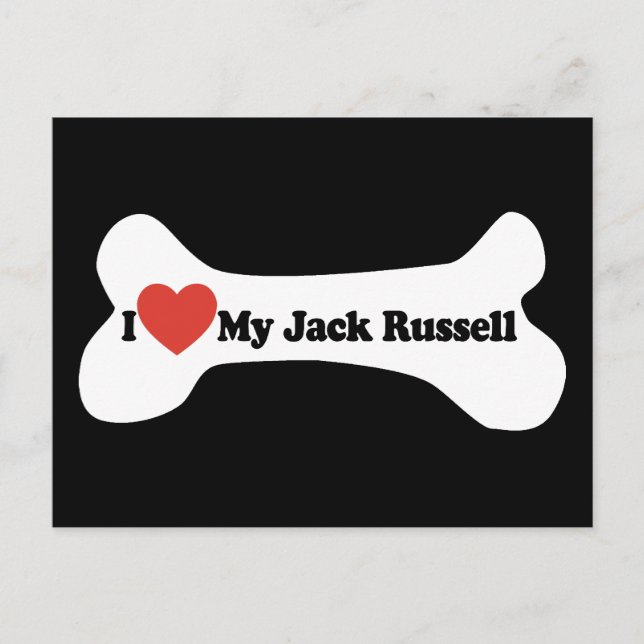 I Love My Jack Russell  - Dog Bone Postcard (Front)