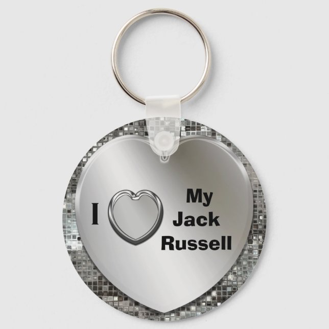 I Love My Jack Russell Heart Keychain (Front)