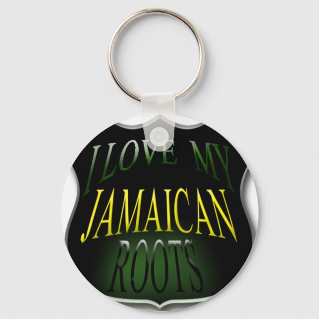 I Love My Jamaican Roots Keychain (Front)