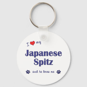 I Love My Japanese Spitz (Male Dog) Keychain
