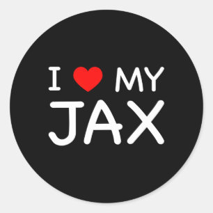 I Love My Jax First Name Red He Classic Round Sticker
