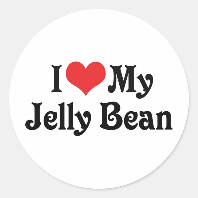 I Love My Jelly Bean Classic Round Sticker (Front)