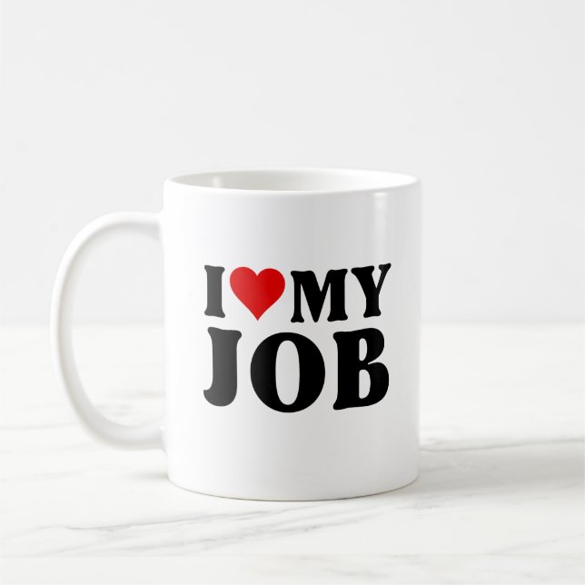 I Love My Job Funny Red Heart Jobs Lovers I Heart  Coffee Mug (Left)