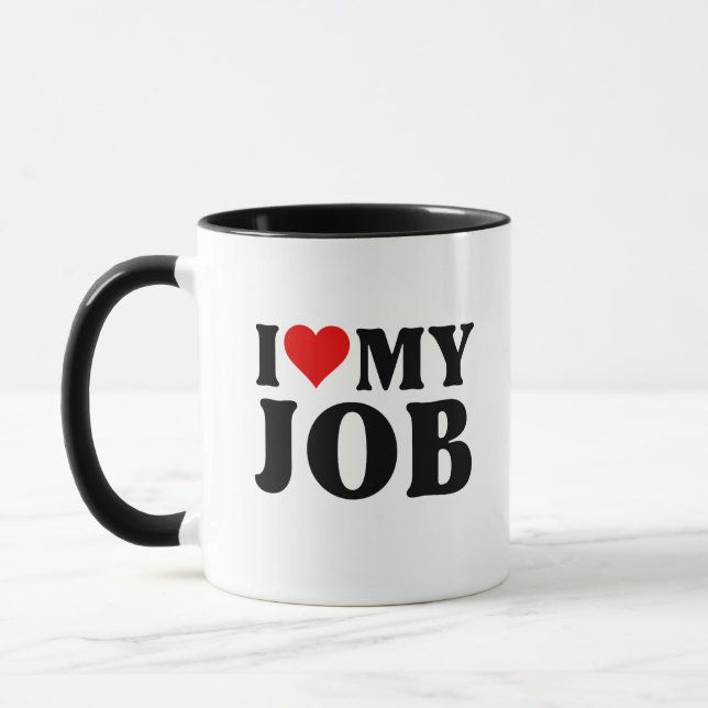 I Love My Job Funny Red Heart Jobs Lovers I Heart  Mug (Left)