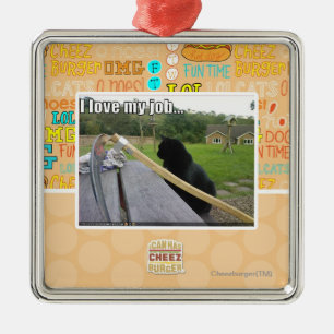 I love my job metal ornament