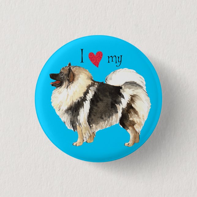 I Love my Keeshond 1 Inch Round Button (Front)